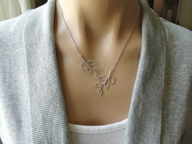 Sale - Silver Falling Twig Necklace - gift, mother, bridesmaid, romantic, anniversary, wife, wedding, sister, friend