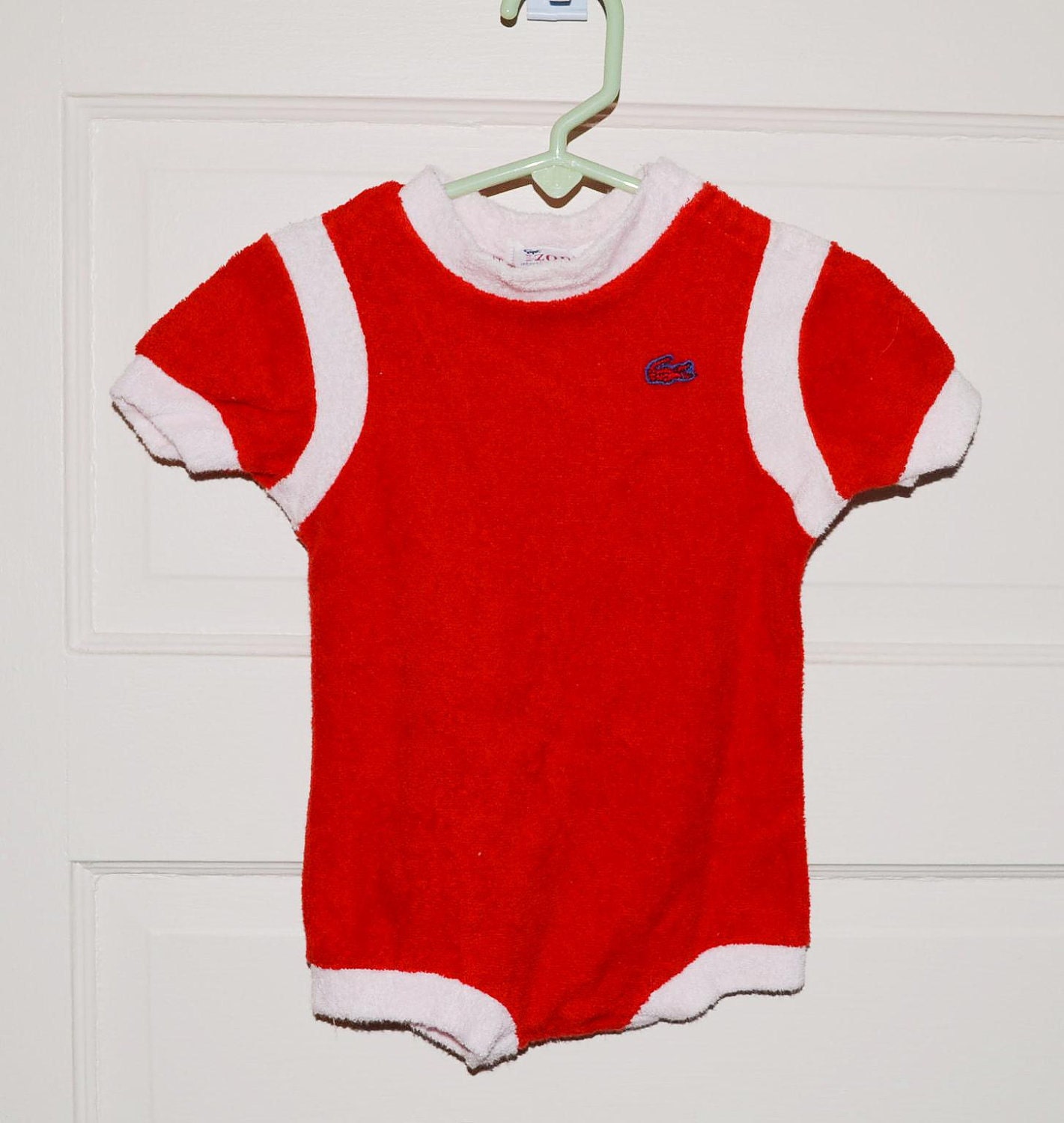 Vintage Baby Onesie Izod 70s Red and White (12 Mos.)