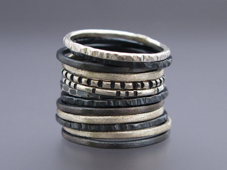 Skinny Stacking Ring Set in Sterling Silver - Pick any 3 rings