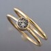14k Gold and White Sapphire Wedding Ring Set - Thin Engagement Ring and Wedding Band in yellow or white gold