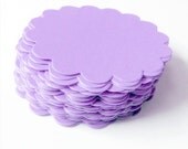 Q: 40 Round SCALLOP circle tags / cupcake toppers / garland / LIGHT PURPLE lavender / 2 inch