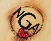 Large Tree Slice Guest Book with Custom Burned Monogram and Stone Inlay Heart - PEN INCLUDED Cyber Monday Etsy Sale
