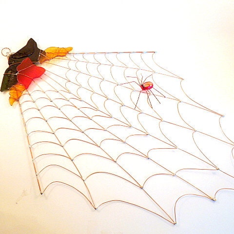 Copper Spider Web Autumn Large Handmade