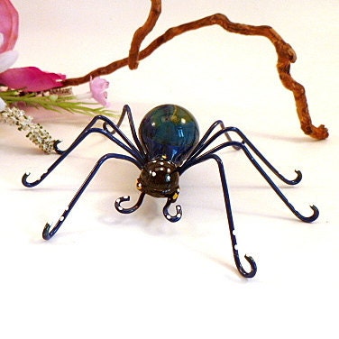 Large Blue Spider Handmade Shooter Marble Bad Bob