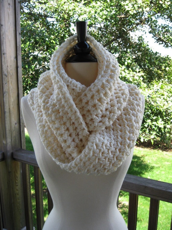 Neckwarmer Infinity Scarf In Cream Infinity Cowl Circle Wrap