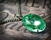 Peridot Green Necklace Wedding Necklace Glass Rhinestone Jewel Faux Gem Bridesmaid Jewelry Eco Friendly Fashion Necklace