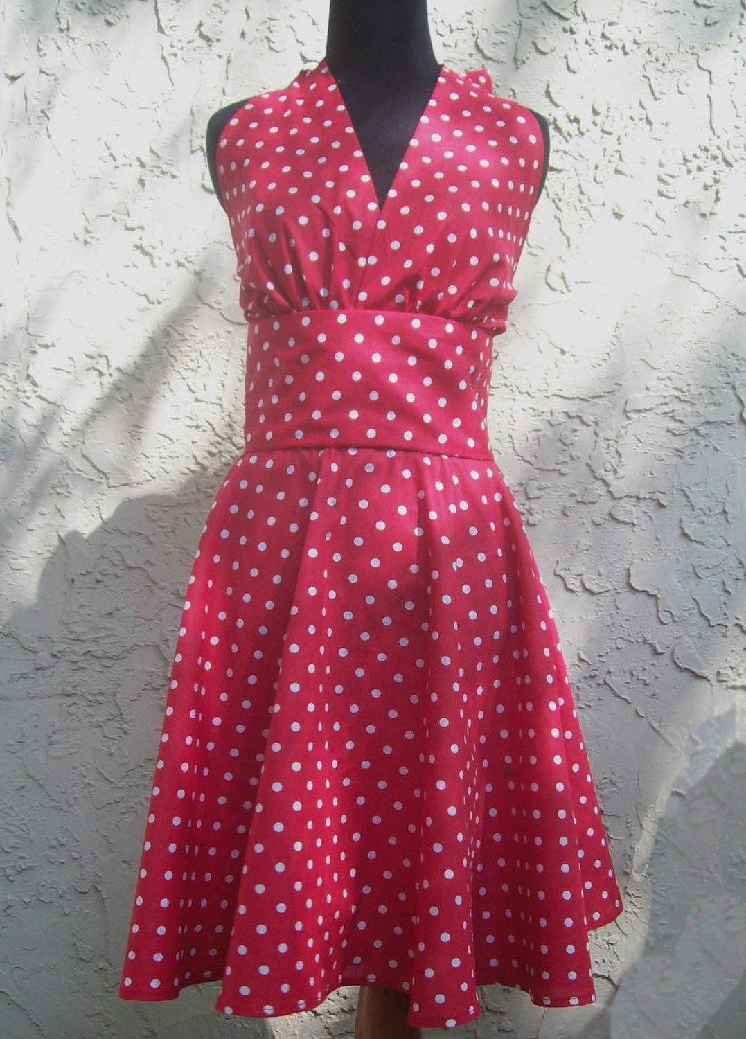 Polka Dot Dress - Rockabilly with Full Circle Skirt - Halter Dress - Choice of Colors