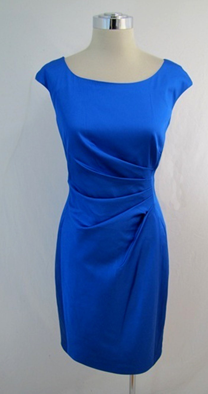 Ready to Ship - Royal Blue Ruched Stretch Dress - Size Small -