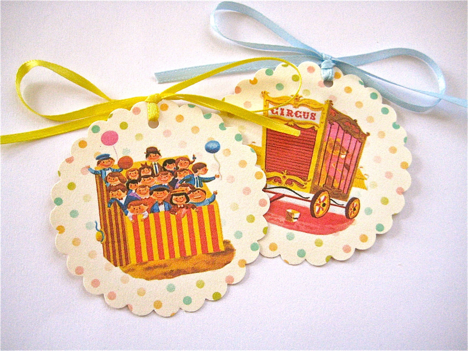 Circus Gift Tags, Set of 12 Retro Carnival Hang Tags for a Circus Themed Birthday Party