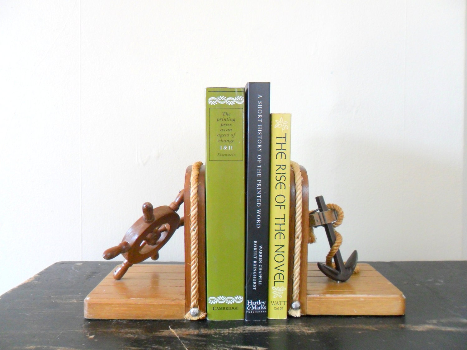 boat themed wooden nautical bookends - anchor - ocean - fathers day gift idea