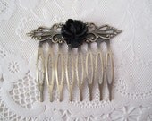 Black Lotus Hair Comb Black Flower Hair Comb Floral Hair Comb Vintage Style Hair Accessories Bridesmaid Jewelry Sale