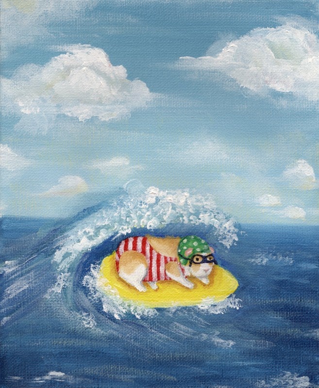 Surfing Guinea Pig Print