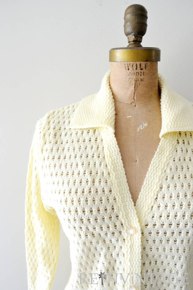 vintage 1960s sweater: french vanilla 60s cardigan sweater