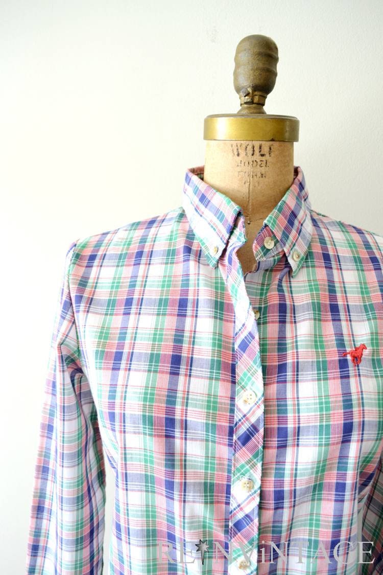 vintage plaid shirt : 1970s cowgirl plaid shirt by Wrangler