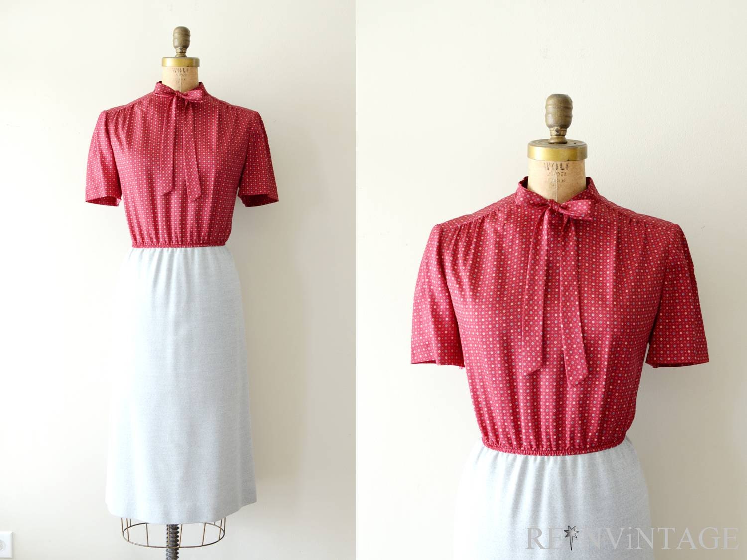 vintage 1960s dress - 60s secretary dress / red cranberry