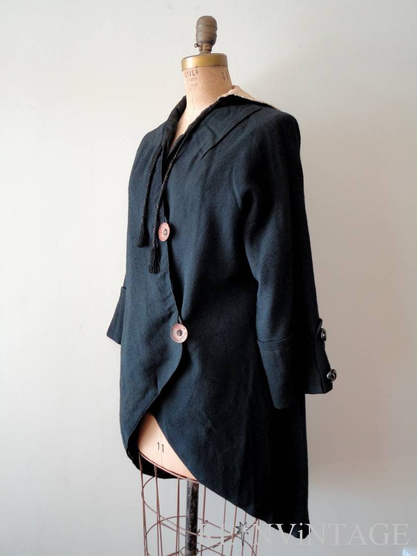 RESERVED...vintage edwardian coat : early 1900s ecru lace black jacket