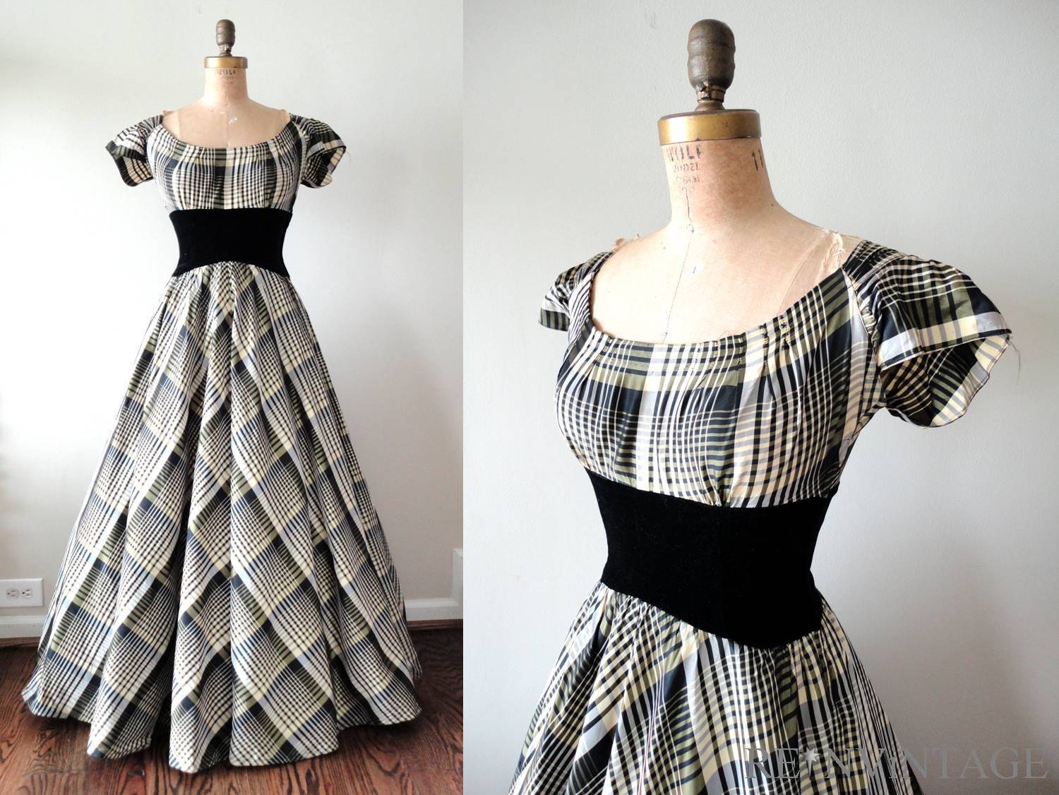 vintage 1930s dress - 30s formal full skirt dress / scarlett o'hara