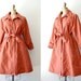vintage trench coat - 1970s jacket / rusty red quilted coat