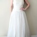 vintage 1950s dress - 50s wedding dress / white tulle full skirt ball gown