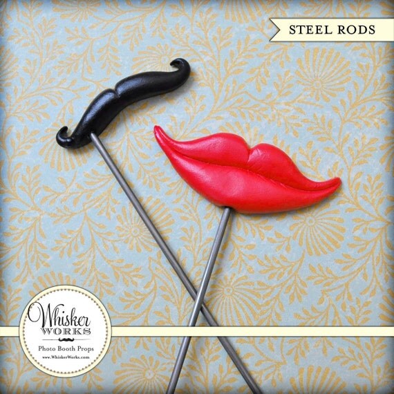 Photo Booth Props on STEEL RODS - The Sassy Couple - Set of 2 Il_570xn