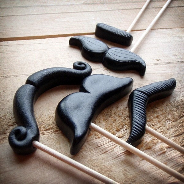 Plastic Mustaches on Sticks - The Evening Soiree - Set of 10