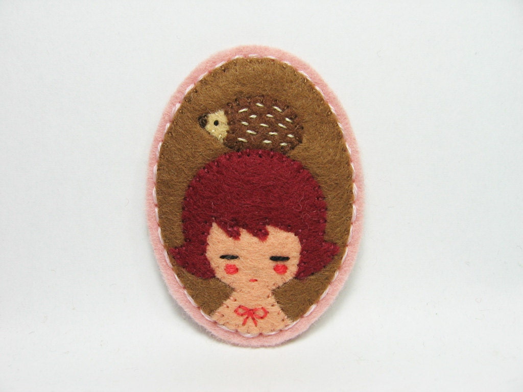 Hedgehog girl - Woodland Trio - Made to order