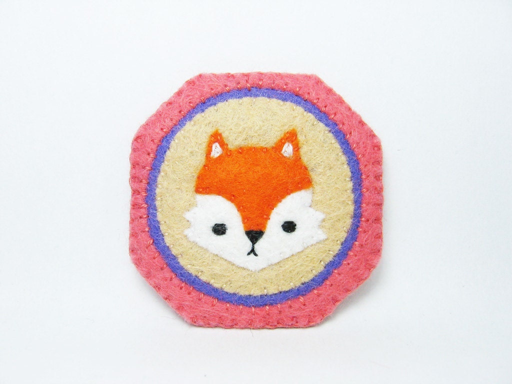 Miniature fox portrait felt pin