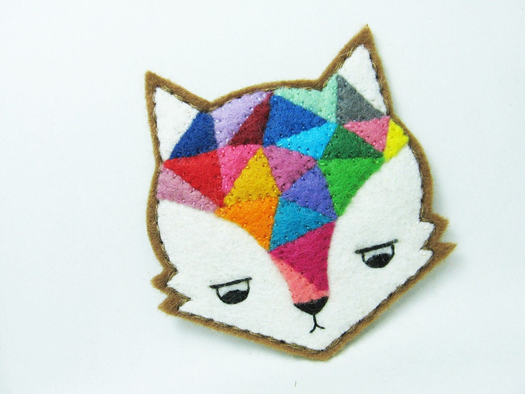 Annoyed urban fox felt pin - Made to order