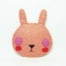 Peach rabbit  felt brooch