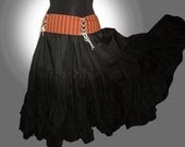 Long Black 25 Yard Hem Cotton Tier Gypsy Skirt Victorian Steampunk Ruffle Mourning
