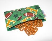 SALE - Reusable Snack Bag - Football- Green Lining