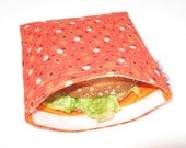 Reusable Sandwich Bag / Large Snack Bag - Spot and Dot- Orange Lining