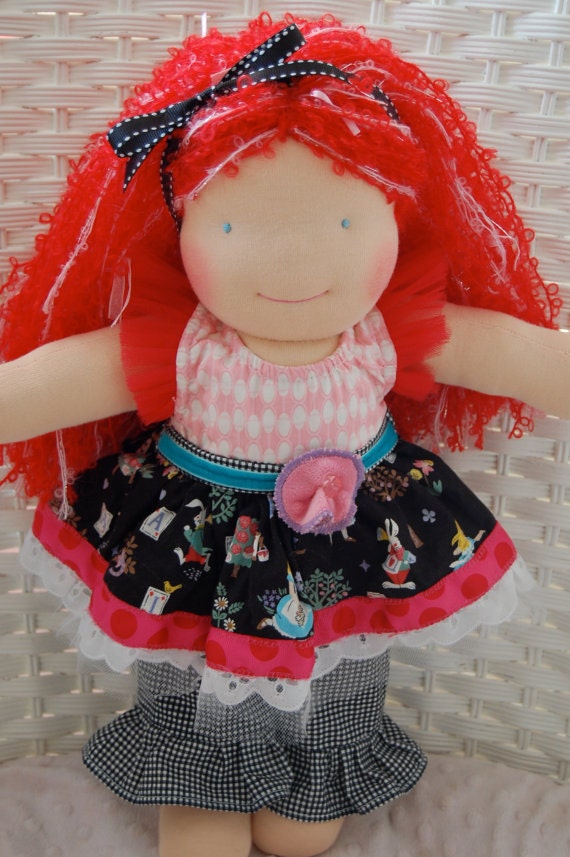 SALE 50% OFF 16 Inch Waldorf Doll Yarn Wreath --Alice Wonderland Removable Waldorf Doll, Art Yarn, Perfect Gift for Special Girl