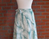 Vintage 70s Skirt In A Green And White Leaf Pattern