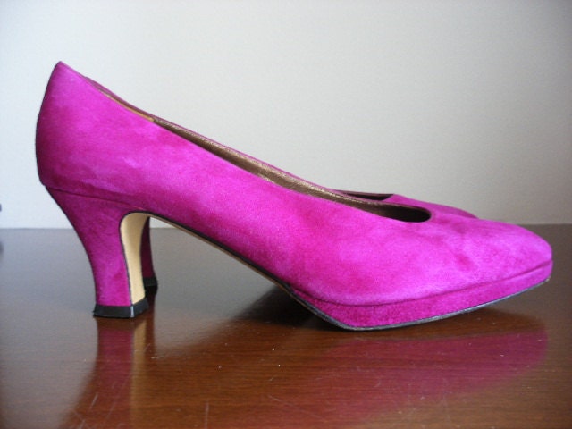 Vibrant Pink Suede Vintage PANGONI of Florence Shoes Size 8