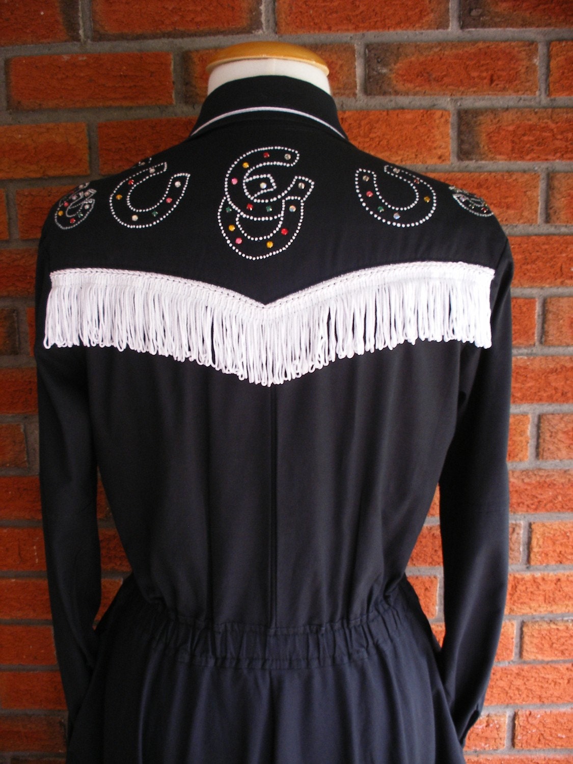 Super Sexy Black Cowgirl Dress With Rhinestone Detailing