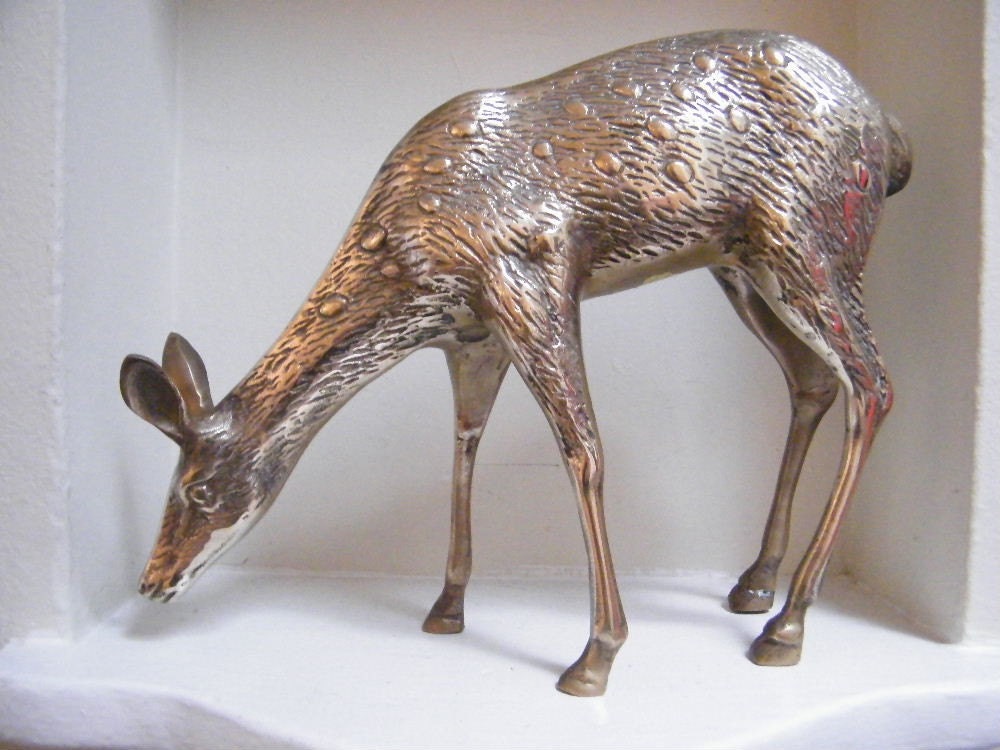 Items similar to Vintage Brass Deer Animal Figurine Woodland Style