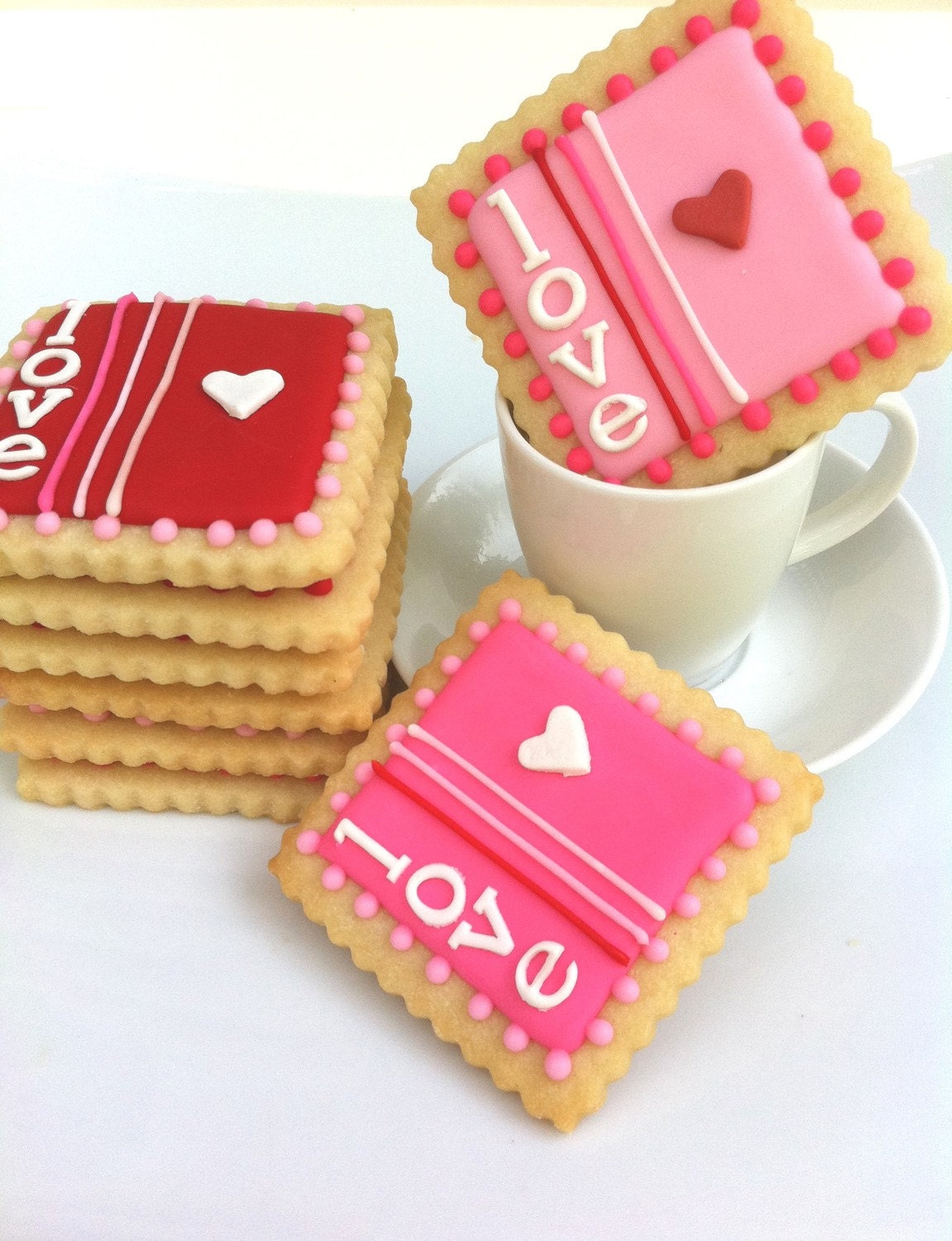 LOVE Heart Tiles (4 cookies)