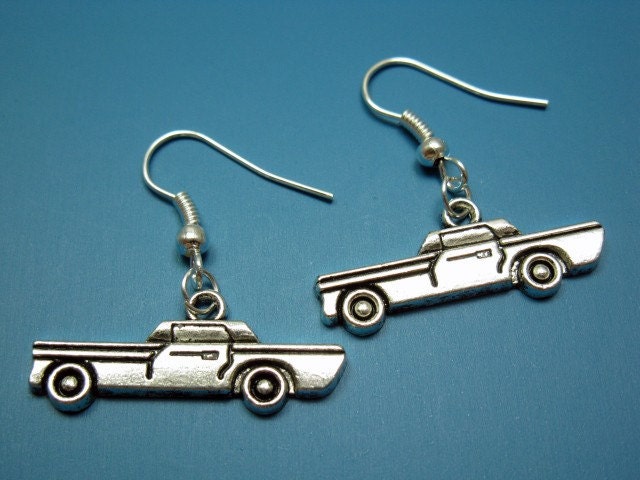 Car Earrings - retro old school jewelry rockabilly classic sedan fun jewellery geeky geek nerd chic funky funny silver plated szeya designs