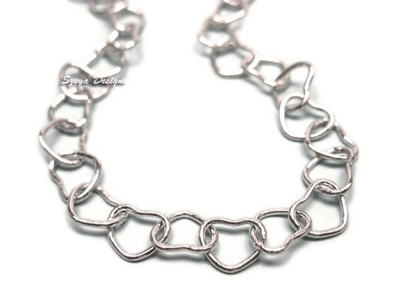 Heart Chain Bracelet 7mm - linked hearts simple romantic jewellery beautiful delicated love jewelry silver plated chain szeya designs