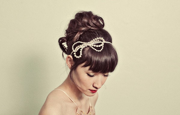 rhinestone bow headband- style 122