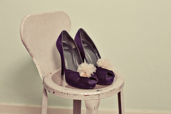 sparkle tulle pouf shoe clips- style 127