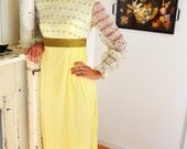 AMAZING 1960's Prairie Folk Yellow Floral Dress