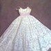 S A L E GORGEOUS 1950s Cream and Pink Spaghetti Strap Delicate Embroidery Gown XS Small WAS 124.00