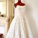 S A L E GORGEOUS 1950s Cream and Pink Spaghetti Strap Delicate Embroidery Gown XS Small WAS 124.00