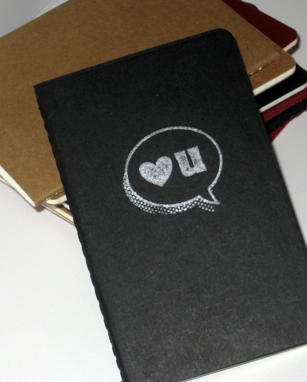 Silver on Black Heart You Notebook (Moleskine)