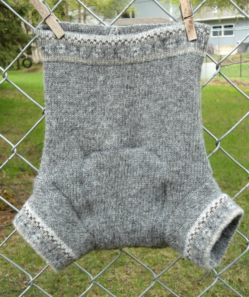 Upcycled Wool Diaper Cover, Shorties, medium, extra layer, gray