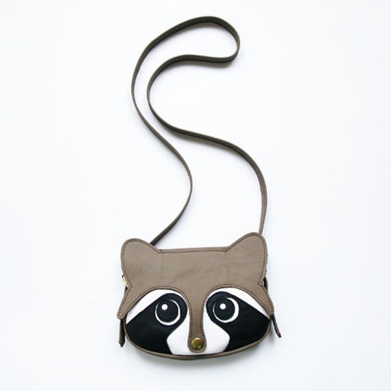 Original handmade Raccoon Leather Bag, Raccoon Bag, Animal Bag, Shoulder bag
