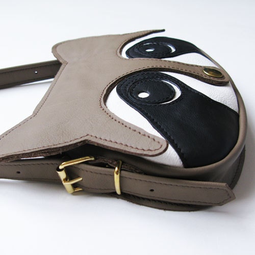 Original handmade Raccoon Leather Bag, Raccoon Bag, Animal Bag, Shoulder bag