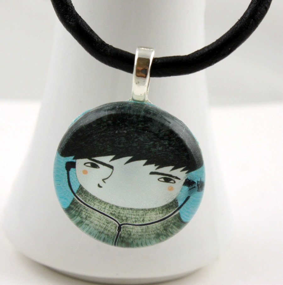 Glass Tile Pendant Kid with ipod